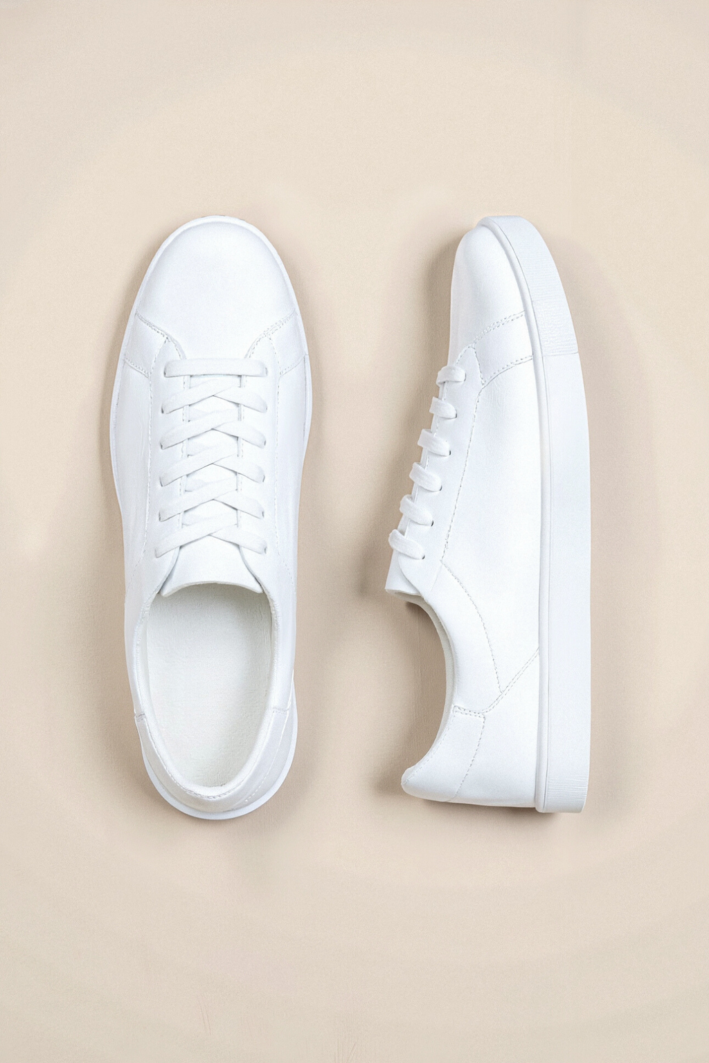 Läder Vit Sneakers Klassisk Design Regular Fit 5
