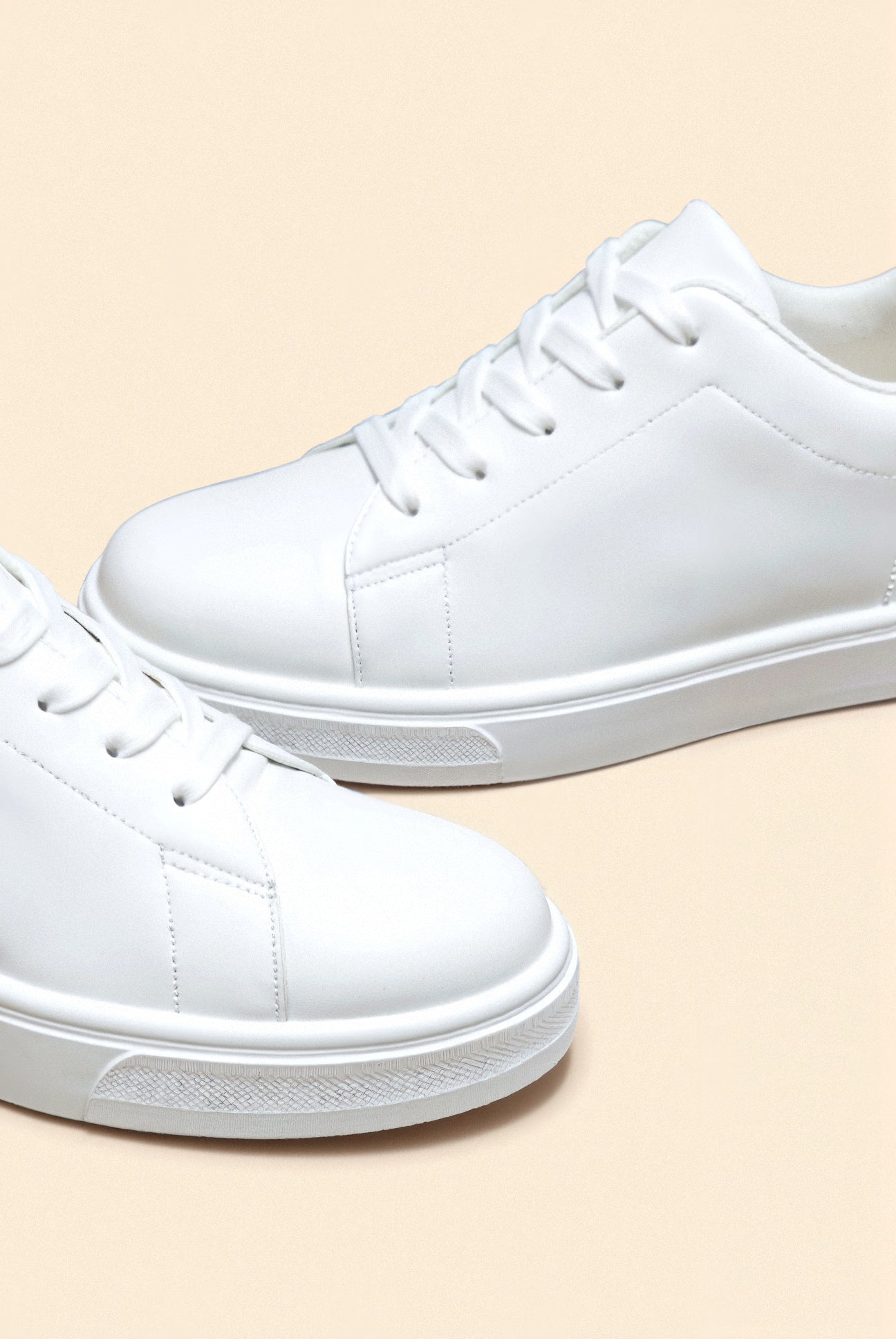 Läder Vit Sneakers Klassisk Design Regular Fit 7