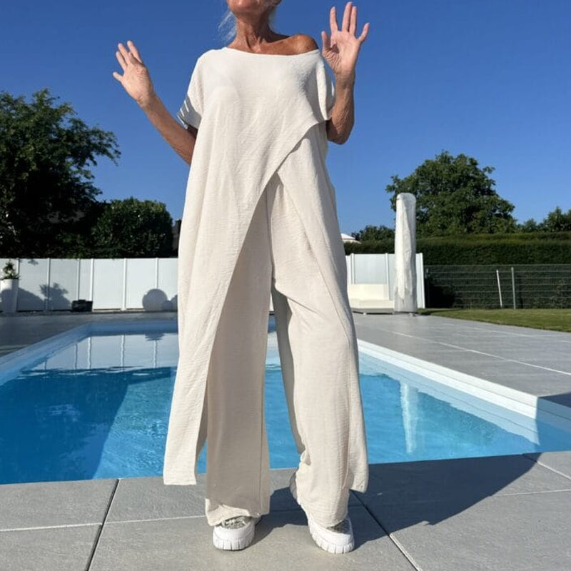 Lättviktig sommarset med vida byxor 2