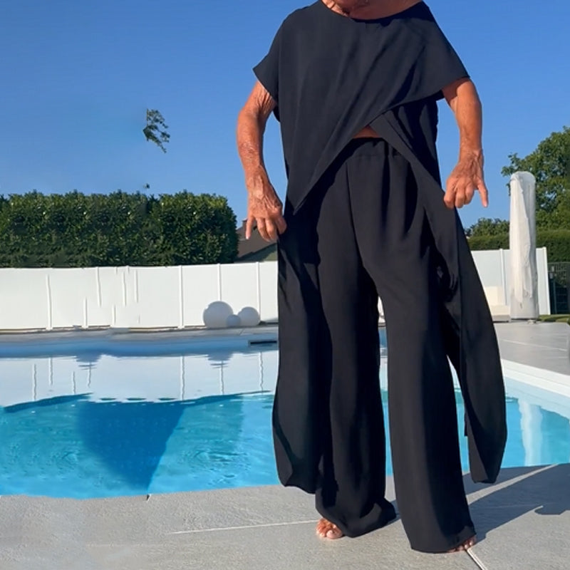 Lättviktig sommarset med vida byxor 6