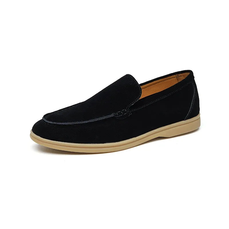 Mocka Svart Loafers Detaljerade Sömmar Regular Fit 1