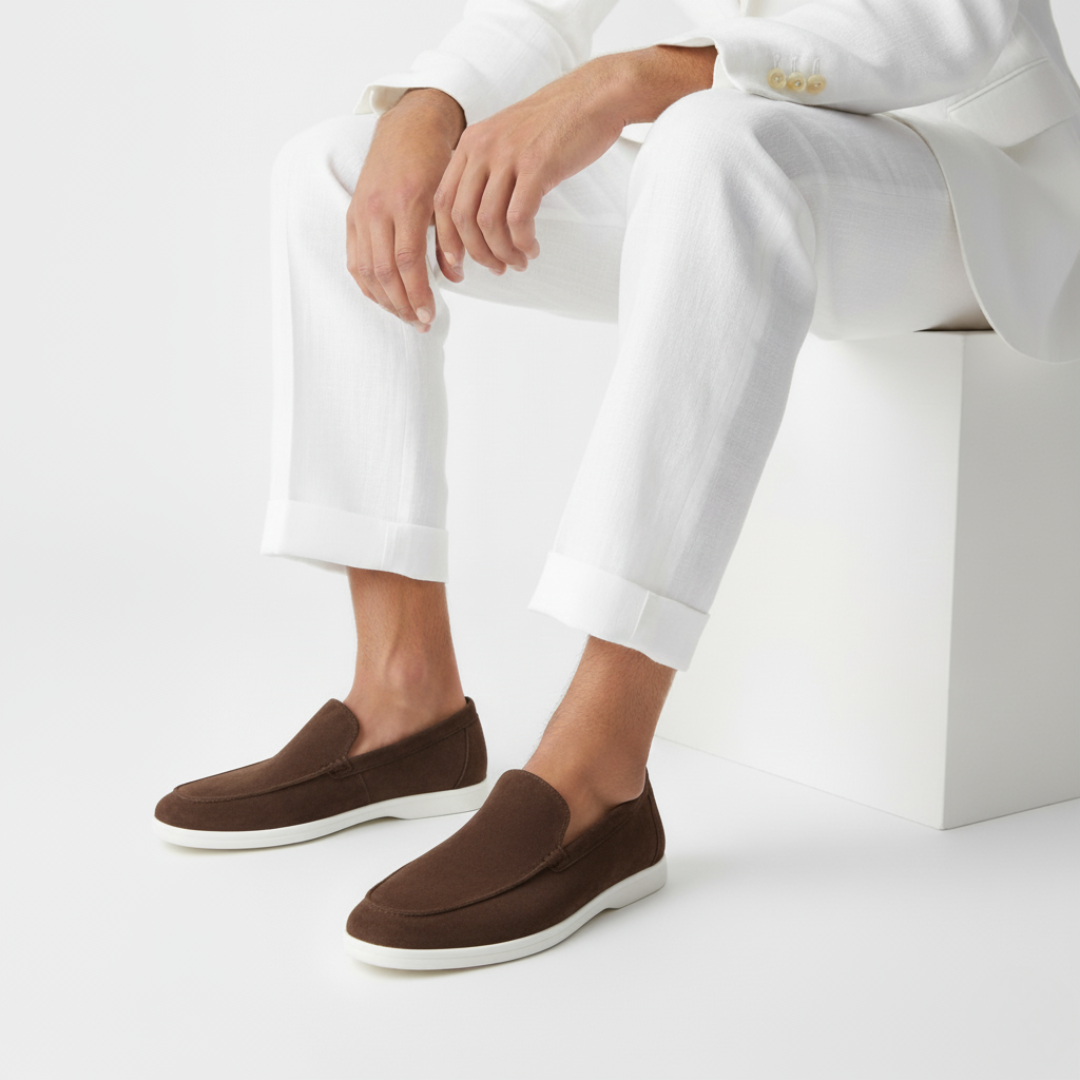 Mocka Svarta Loafers Detaljerad Sömn Regular Fit 5