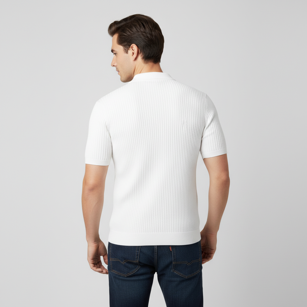 Sommar Pikétröja Ribbad Regular Fit