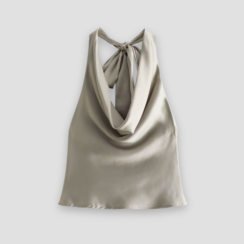 Satinblandad draperad topp 4