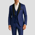 Slim Fit Tredelad Kostym med Smokingjacka 0