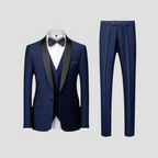 Slim Fit Tredelad Kostym med Smokingjacka 1