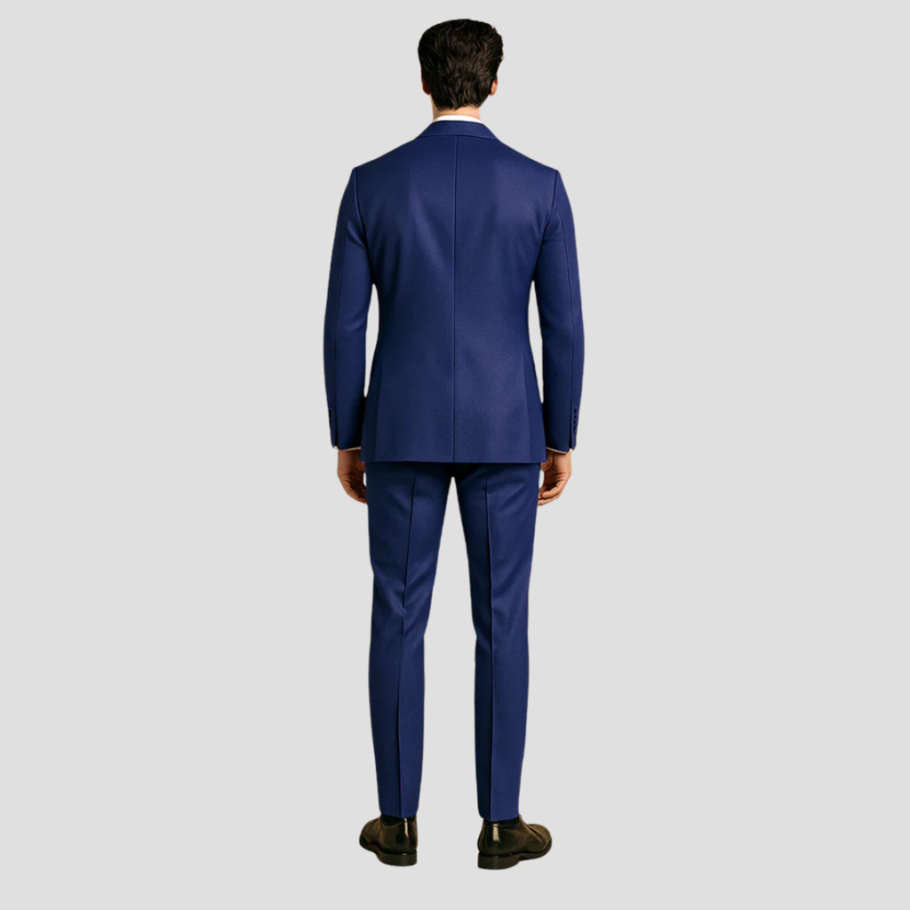 Slim Fit Tredelad Kostym med Smokingjacka 2