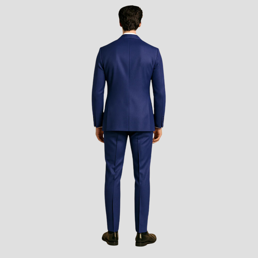 Slim Fit Tredelad Kostym med Smokingjacka 2