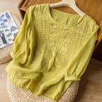 Sommarblus Med Blommigt Broderi 4