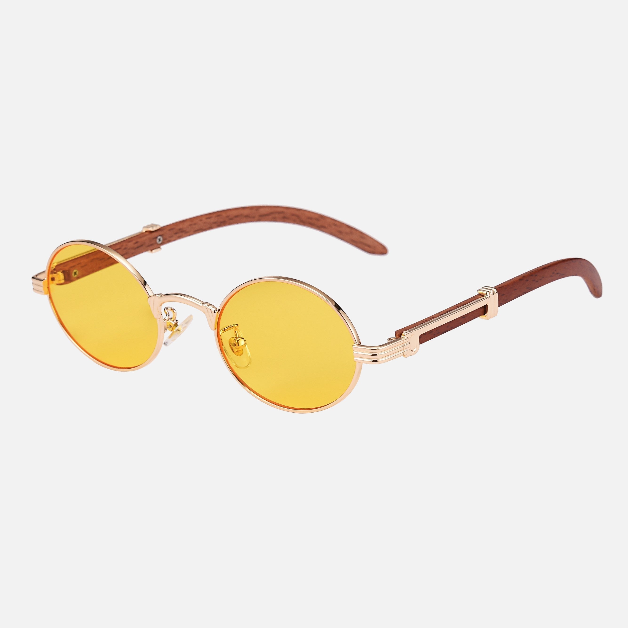 Trä Guld Solglasögon Vintage Unisex Regular Fit 4