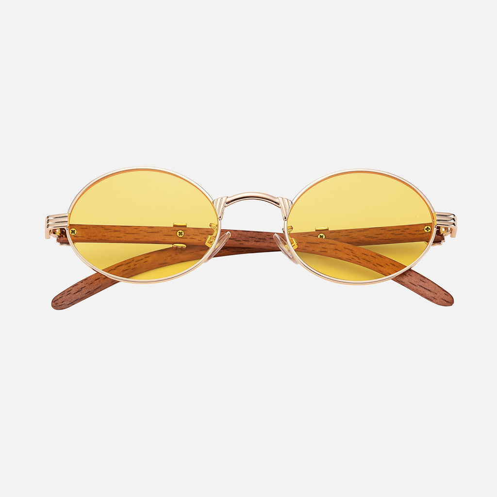Trä Guld Solglasögon Vintage Unisex Regular Fit 5