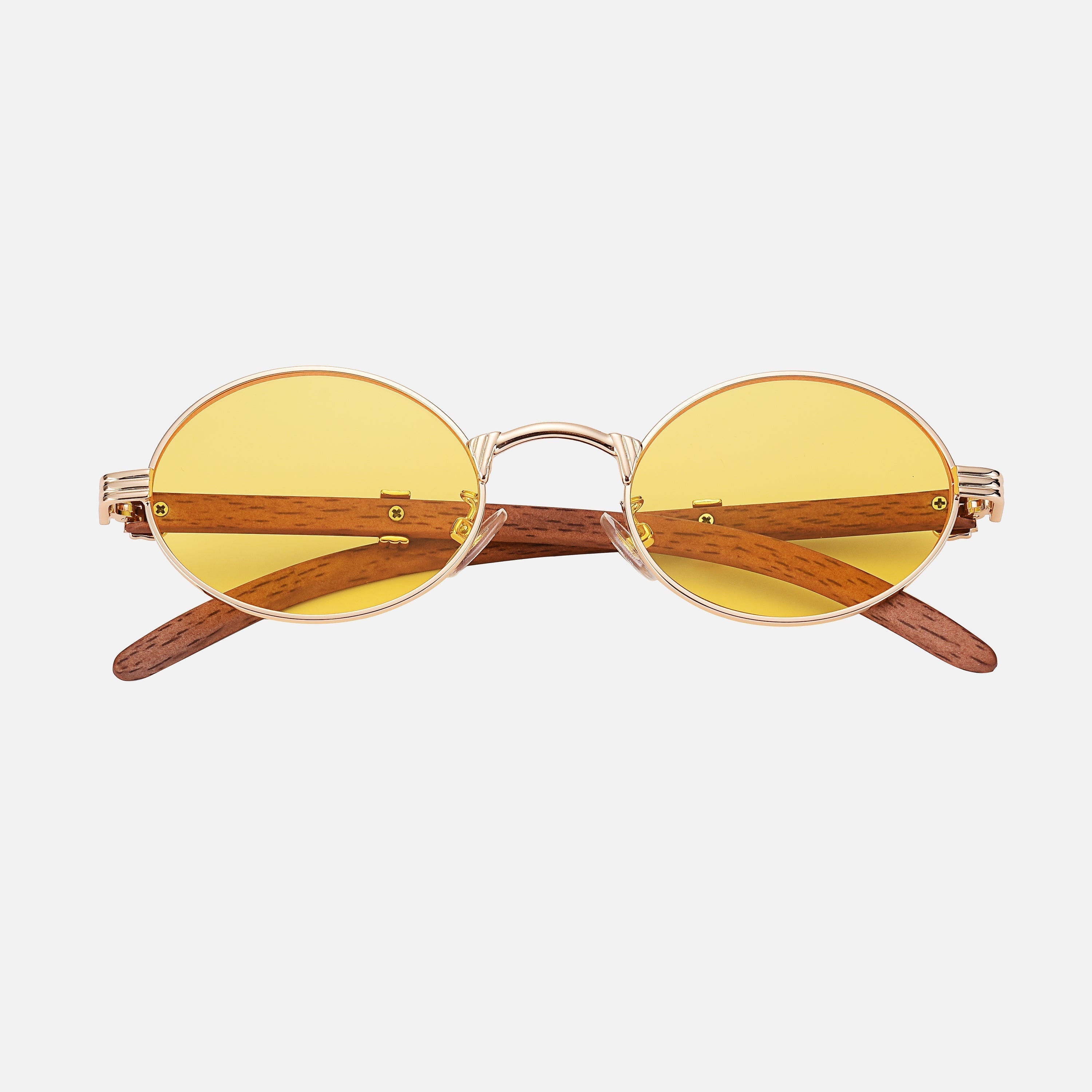 Trä Guld Solglasögon Vintage Unisex Regular Fit 5