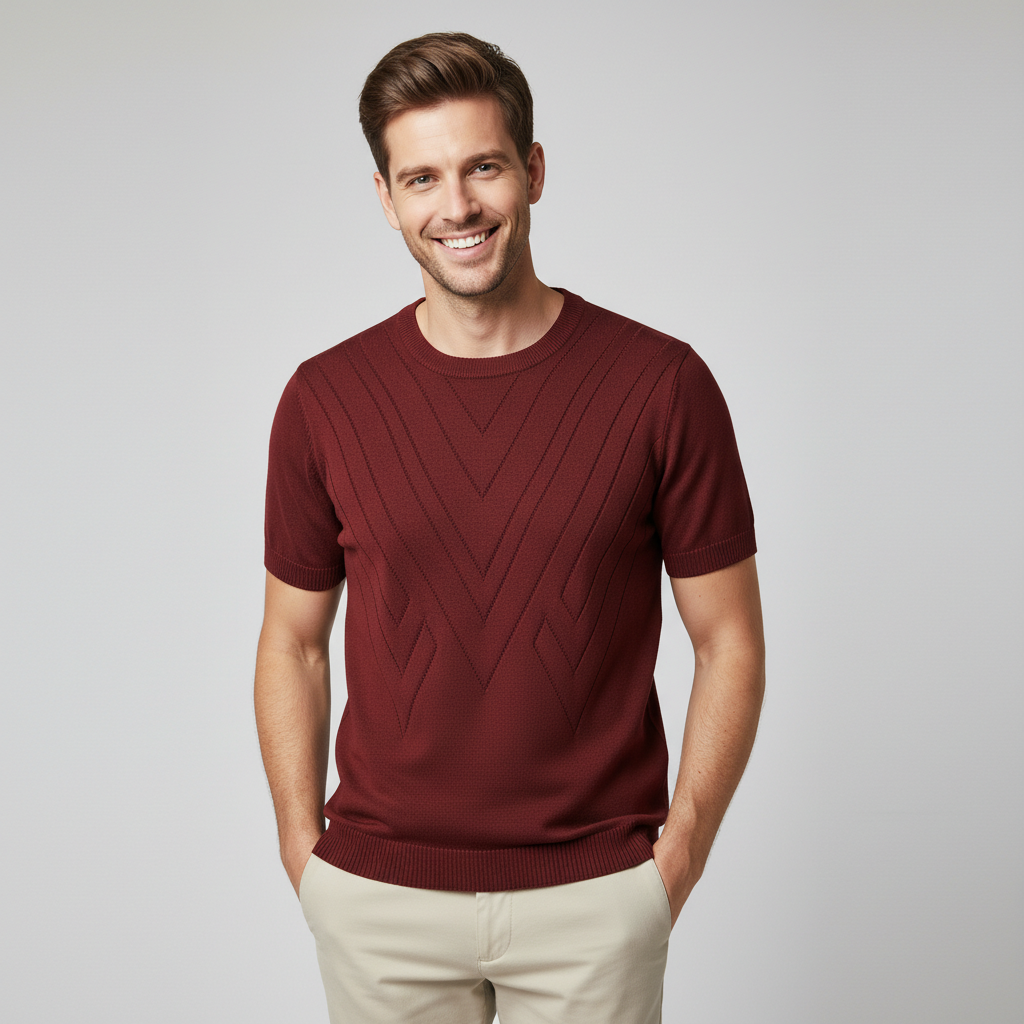 Stickad t-shirt med mönster