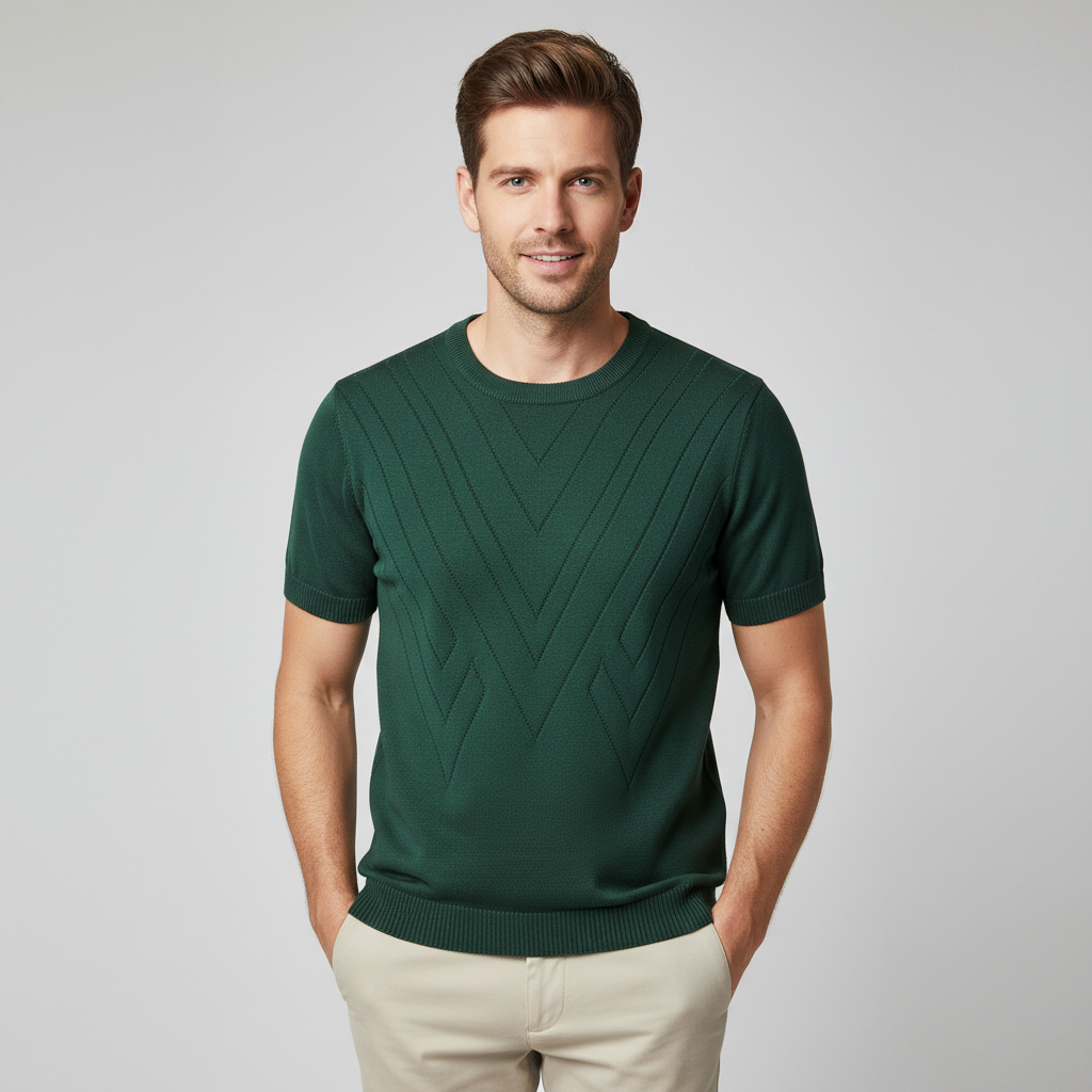 Stickad t-shirt med mönster