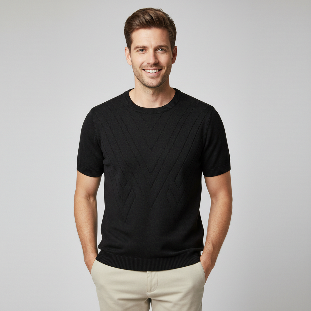 Stickad t-shirt med mönster