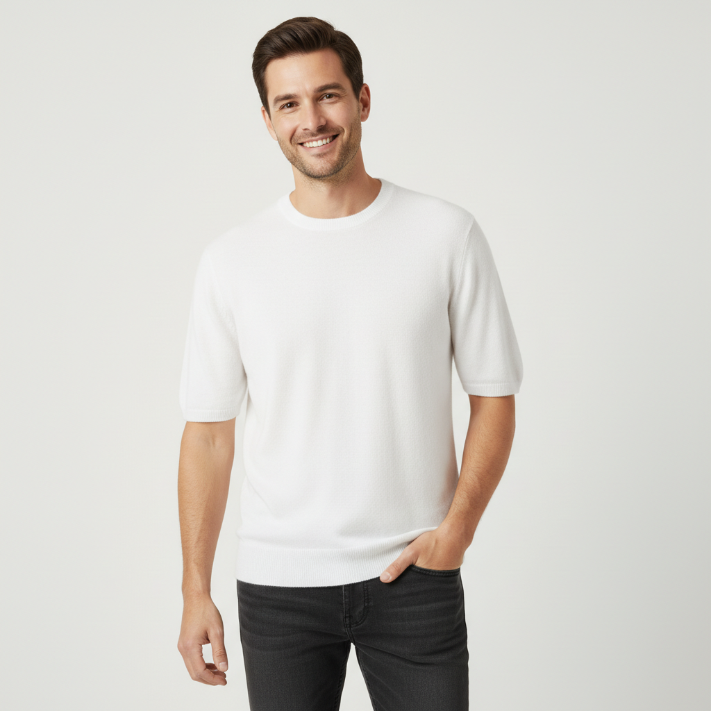 Finstickad t-shirt modern passform
