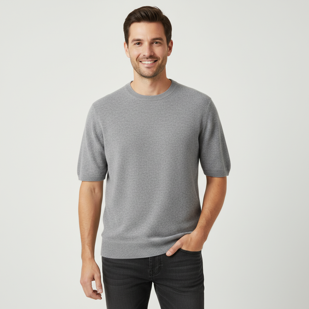 Finstickad t-shirt modern passform