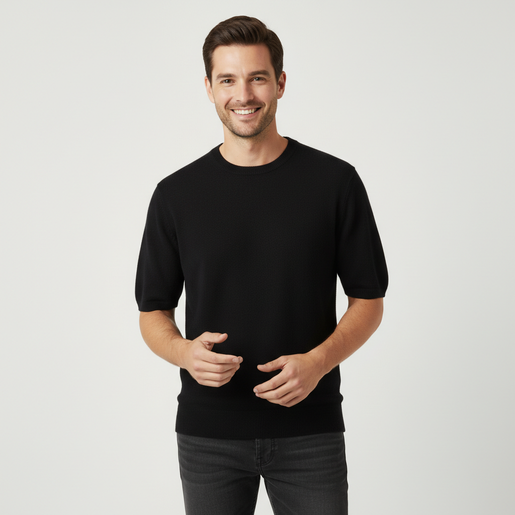Finstickad t-shirt modern passform