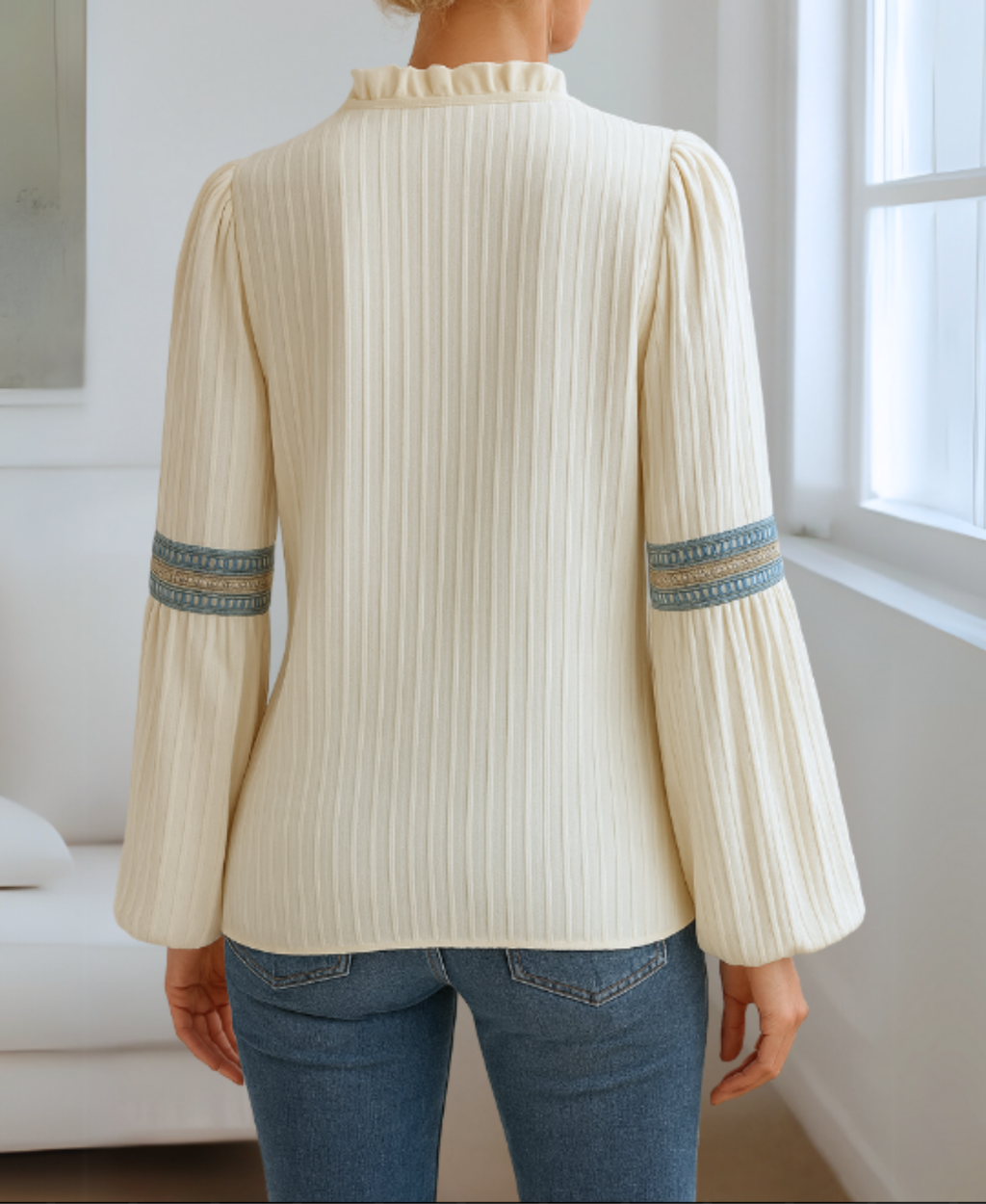 Vintage V-ringad blus 2