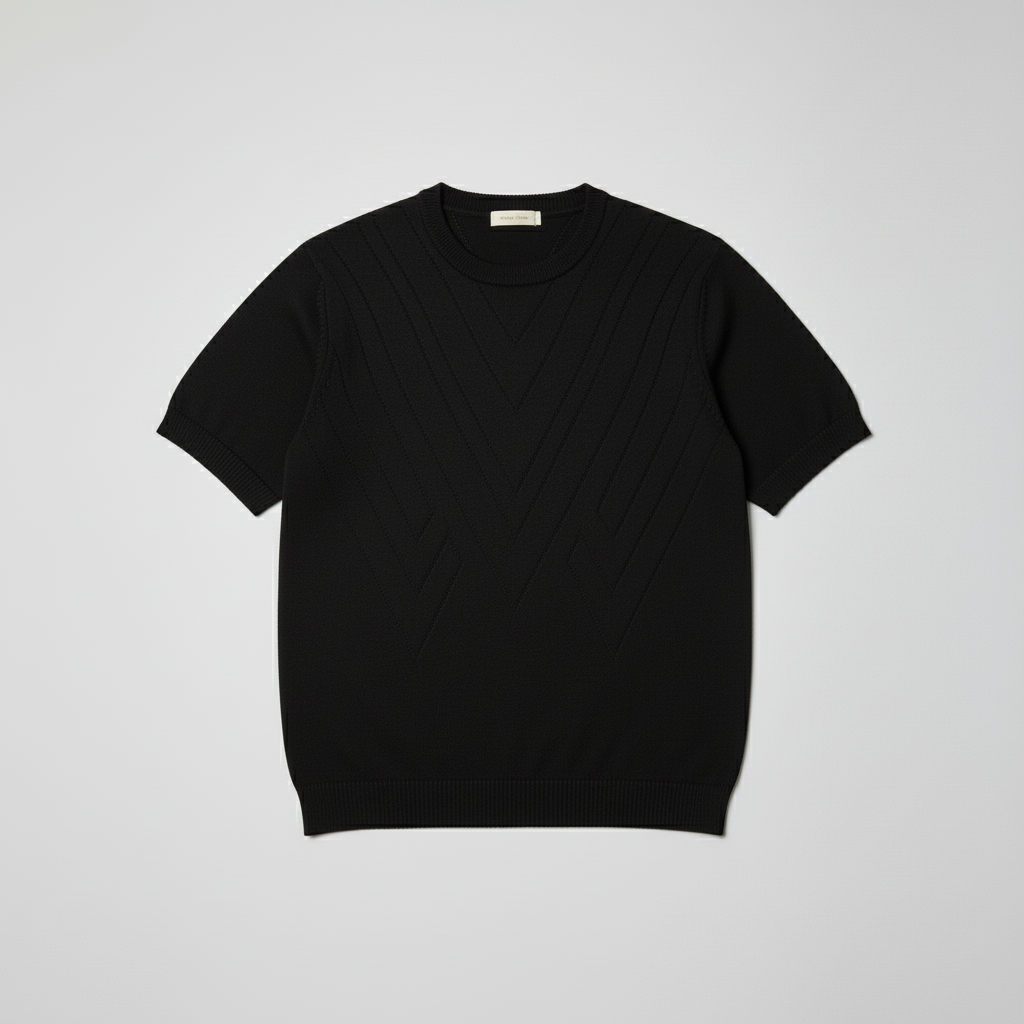 Stickad t-shirt med mönster