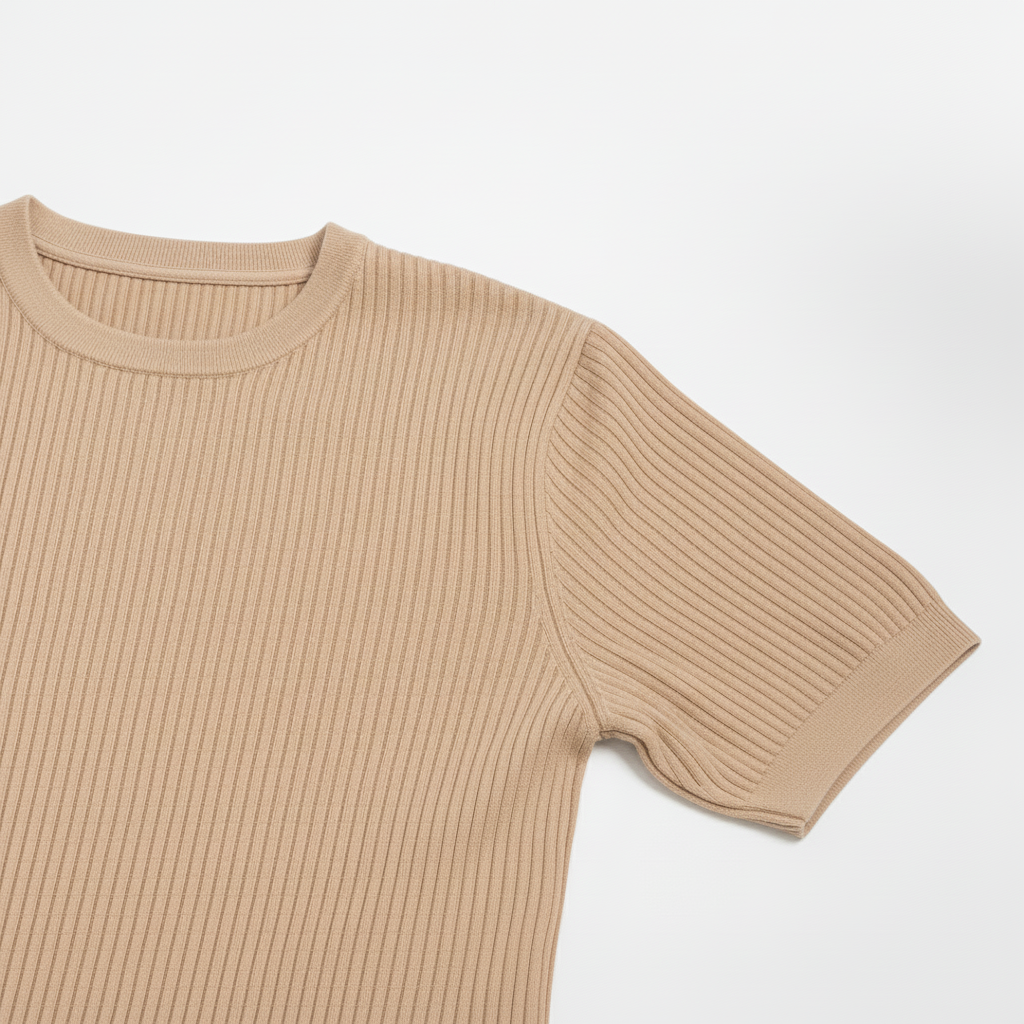 T-shirt i ribbad struktur med modern passform