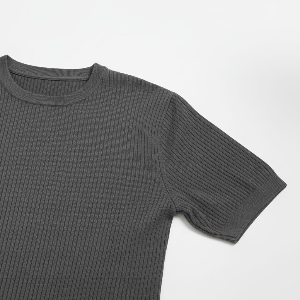 T-shirt i ribbad struktur med modern passform