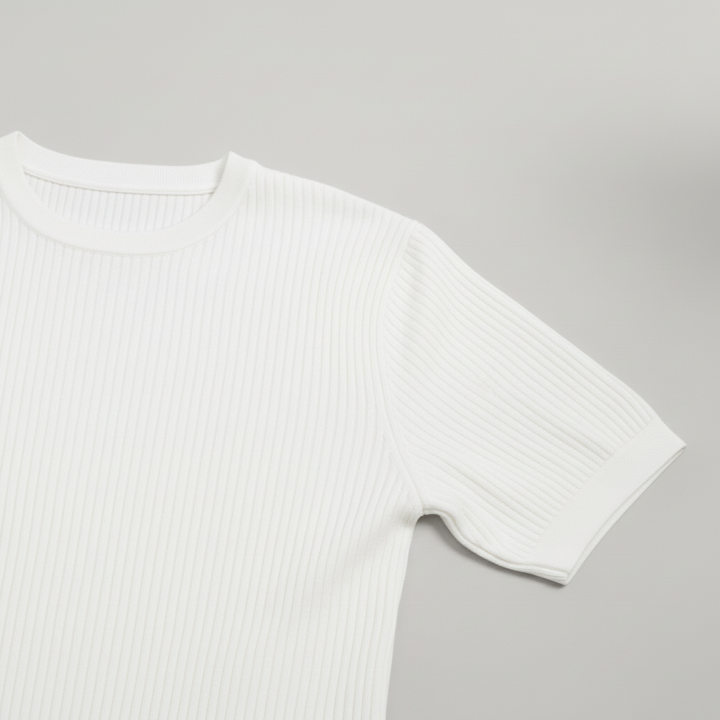T-shirt i ribbad struktur med modern passform